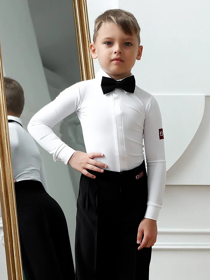 Boy's White Ballroom Leotard Shirt