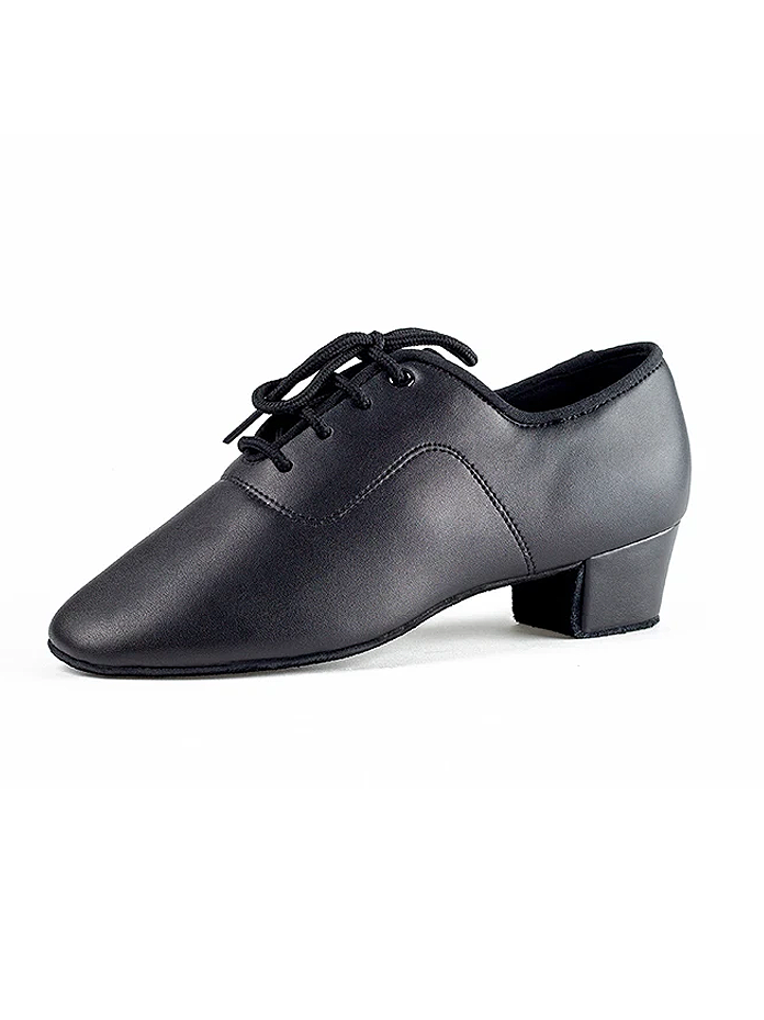 Boy's & Men's Black Leather Latin Dance Shoes