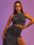 Girl's & Women's Diana Grey Scrunch Top