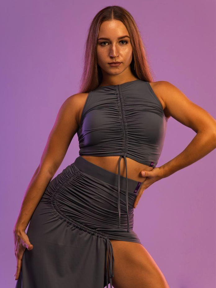 Girl's & Women's Diana Grey Scrunch Top