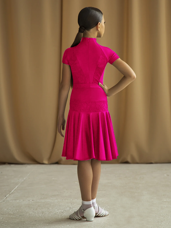 Girl's "Gabriella" Raspberry Juvenile Competition Dress