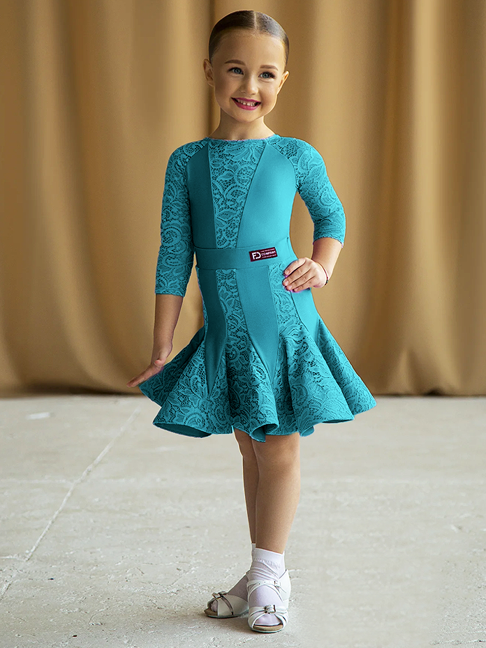 Girl's "Josephine" Turquoise Blue Juvenile Competition Dress