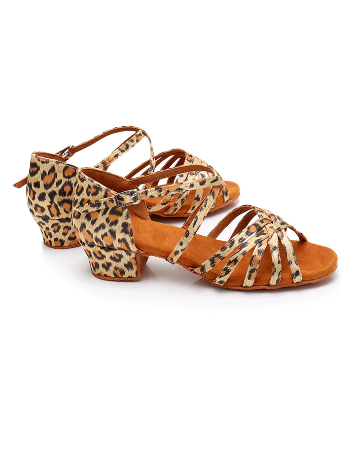 Girl's Latin & Ballroom Leopard Criss-Cross Dance Shoes