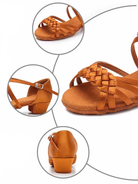 Girl's Latin & Ballroom Dark Tan Criss-Cross Braid Dance Shoes