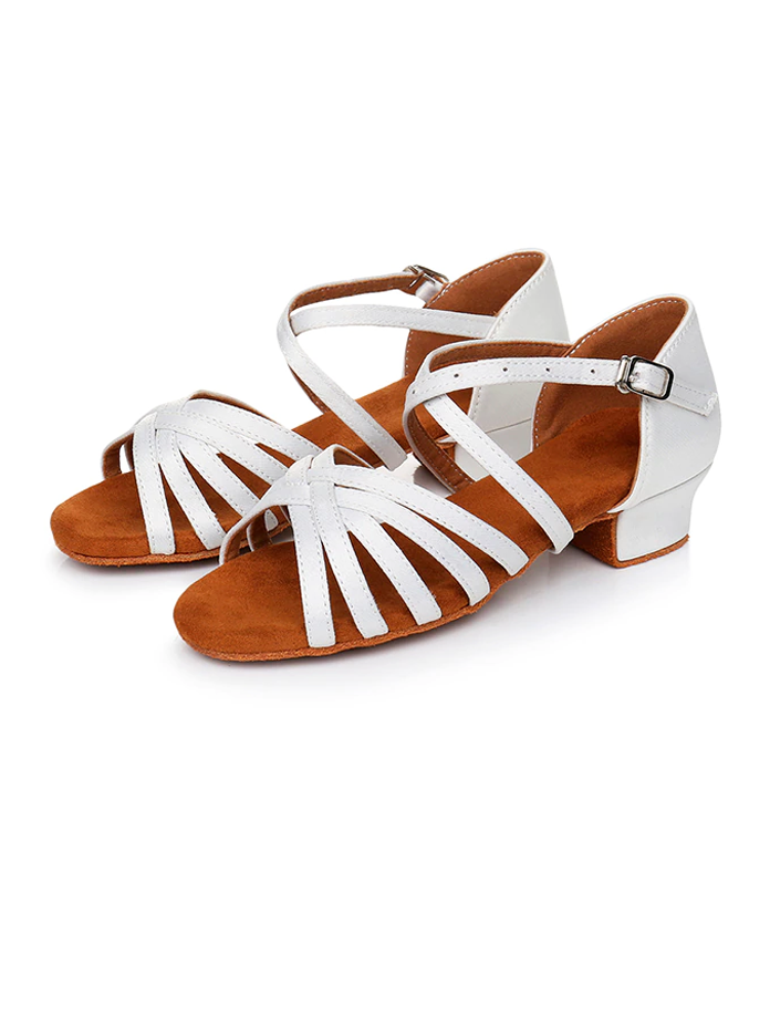 Girl's Latin & Ballroom White Criss-Cross Dance Shoes