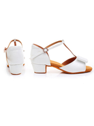 Girl's Latin & Ballroom White Leather Bow Dance Shoes