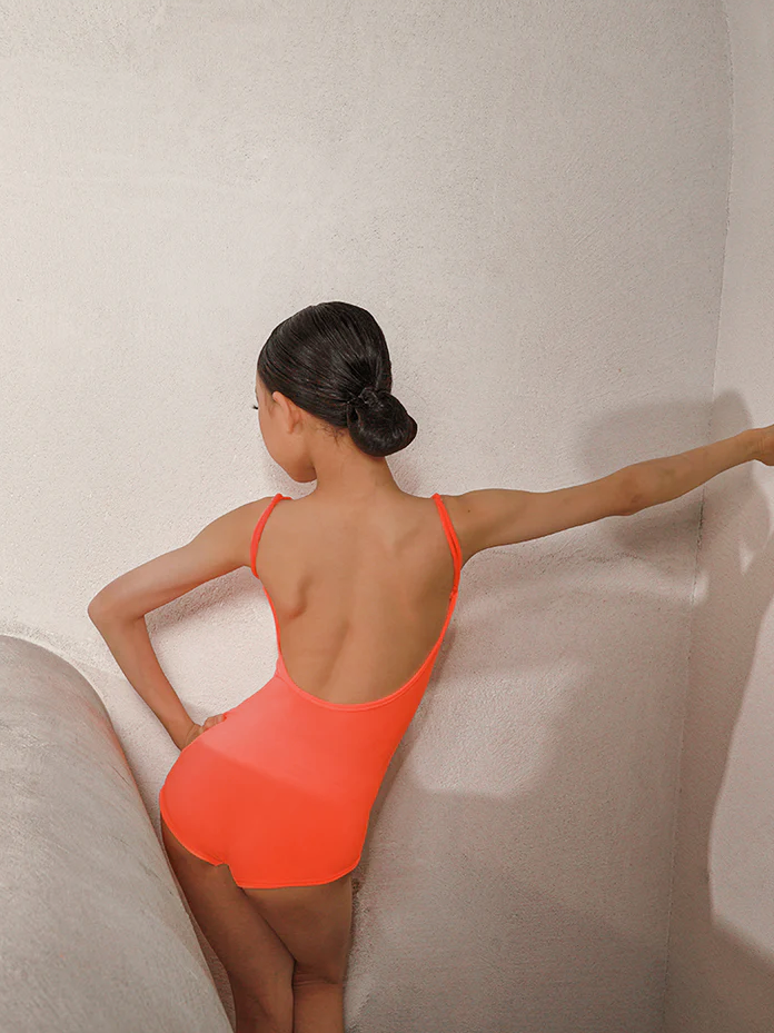 Girl's Neon Orange Sweetheart Bodysuit