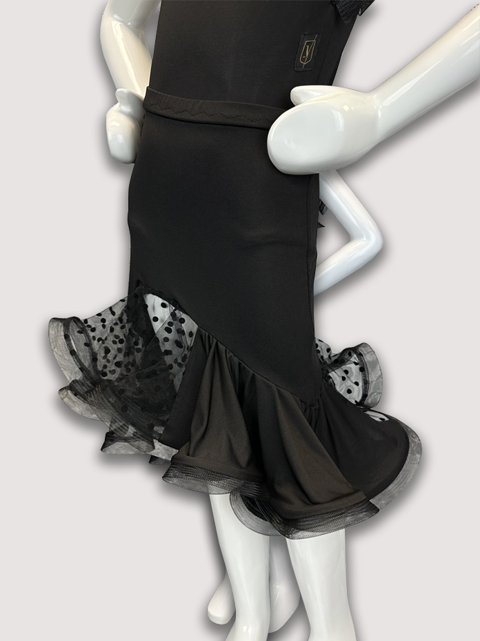 Girl's Polka Dot Asymmetrical Ruffle Skirt