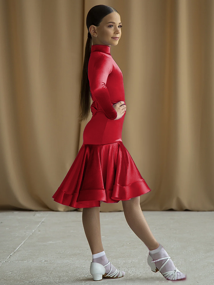 Girl's "Sophia" Shining Red Juvenile Competition Dress