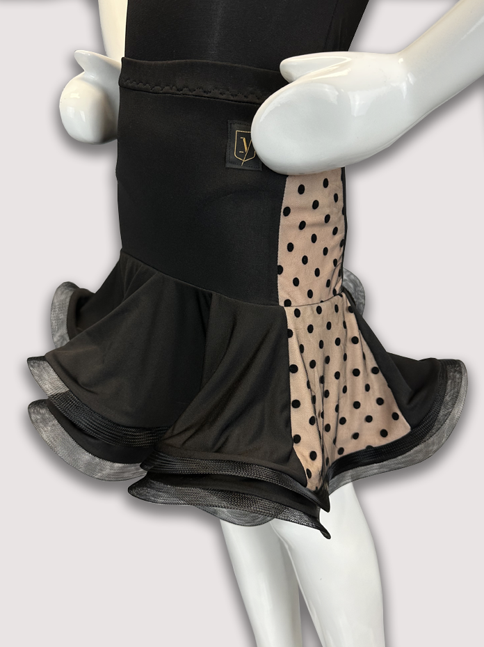 Girl's Tan Polka Dot Ruffle Skirt