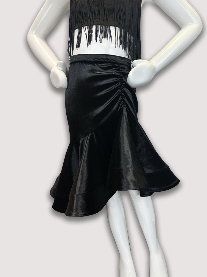 Girl's Velvet Asymmetrical Ruffle Skirt