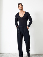 Men's Latin Black Deep V-Shirt