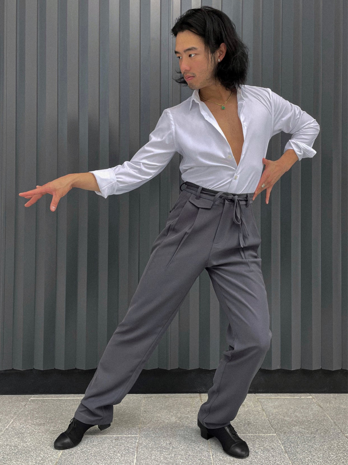 Dance America Mens Latin Pants with Satin Stripe MP2 | Dancewear