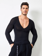 Men's Latin Black Deep V-Shirt