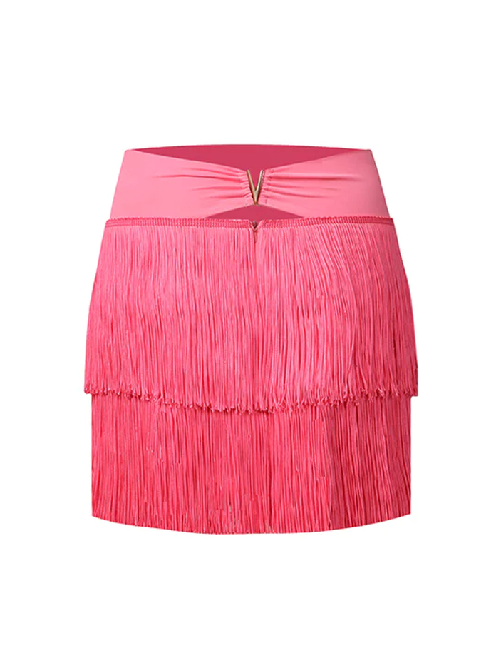 Women's Hot Pink Lush Fringe Skirt