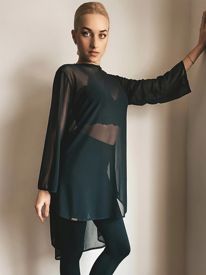 Women's Latin Oversized Net Shirt Dress