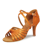 Women's Tan Satin Classic Latin Dance Shoes