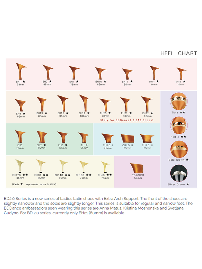 BD Dance Heel Chart